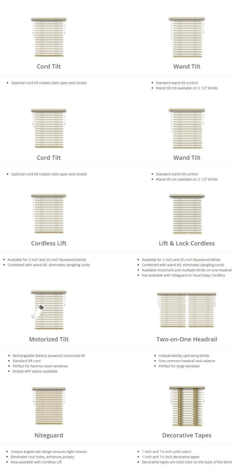 faux wood blinds options